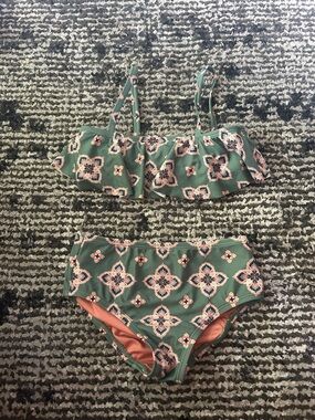 O'Neill Green Floral Ruffle Kids Bikini